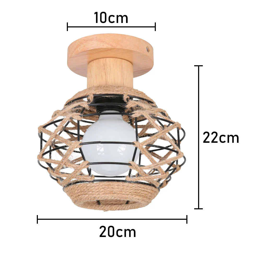 Rattan Ceiling Chandelier Rustic Retro Flush Mount Light Fixtures