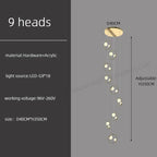 Modern Loft Chandelier Staircase Pendant Light Fixture - Designer Suspension Lustre