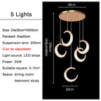 Moon Design Acrylic LED Chandelier: Modern Staircase Pendant Light for Living and Dining Room