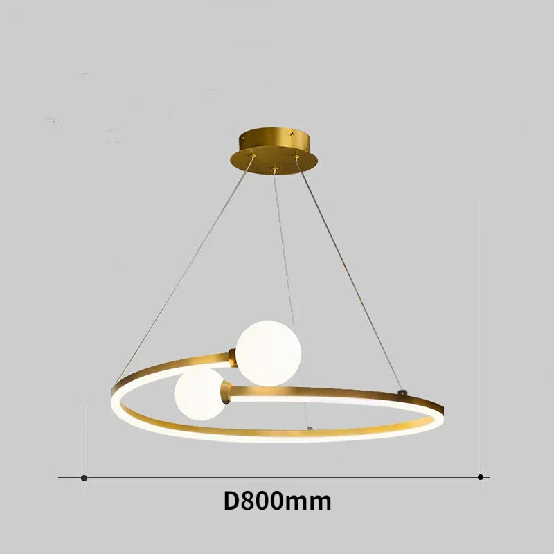 Gold Nordic Ring LED Ceiling Chandelier for Dining Room Pendant Lighting