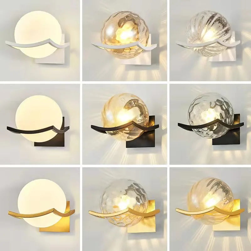 Gold Glass Ball Wall Lamp for Modern Indoor Lighting Décor