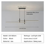 Simple Lines LED Chandelier for Dining Room and Bar Counter