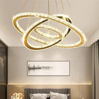 Gold Gloss LED Crystal Ring Chandelier for Modern Luxury Living Room