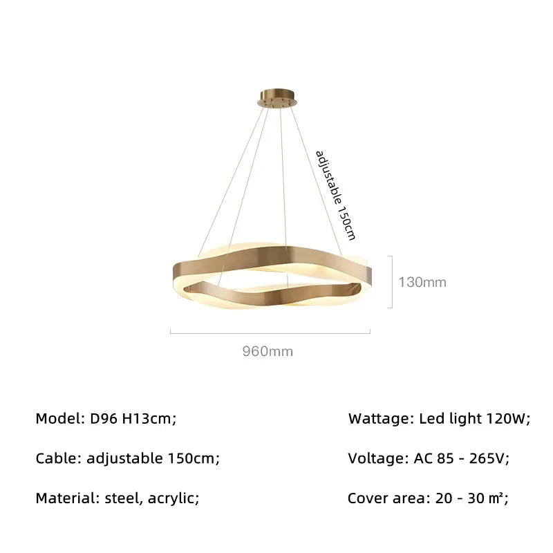 Modern Steel LED Pendant Lights Acrylic Lustre Hanging Lamp for Dining Room