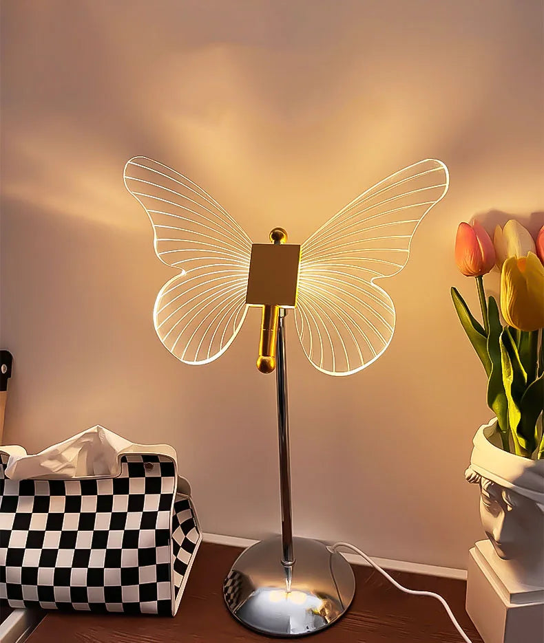 Butterfly Gold Acrylic LED Desk Lamp for Artful Living Room Night Light