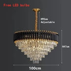 Crystal LED Pendant Chandelier, Luxury Black Lighting for Bedroom, Living, Dining Room
