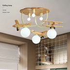 Wooden Plane Nursery Ceiling Light for Kids Room LED Chandelier