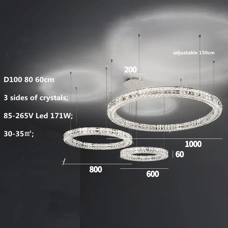 Luxury K9 Crystal Glass LED Chandelier for Living Room & Stairway Decor