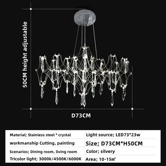Starry Crystal Chandelier: Modern Luxury LED Firefly Ceiling Chandelier for Villa Living Room