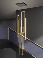 LED Stair Chandelier: Luxury Loft Geometry Pendant Lamps for Modern Living