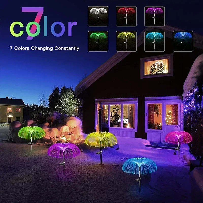 Solar Jellyfish Lawn Lights - Outdoor Fiber Optic Decor for Patio & Yard