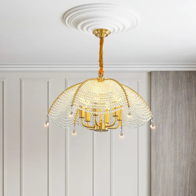 Copper Crystal Chandelier: Luxurious New American French Style Livingroom Lighting