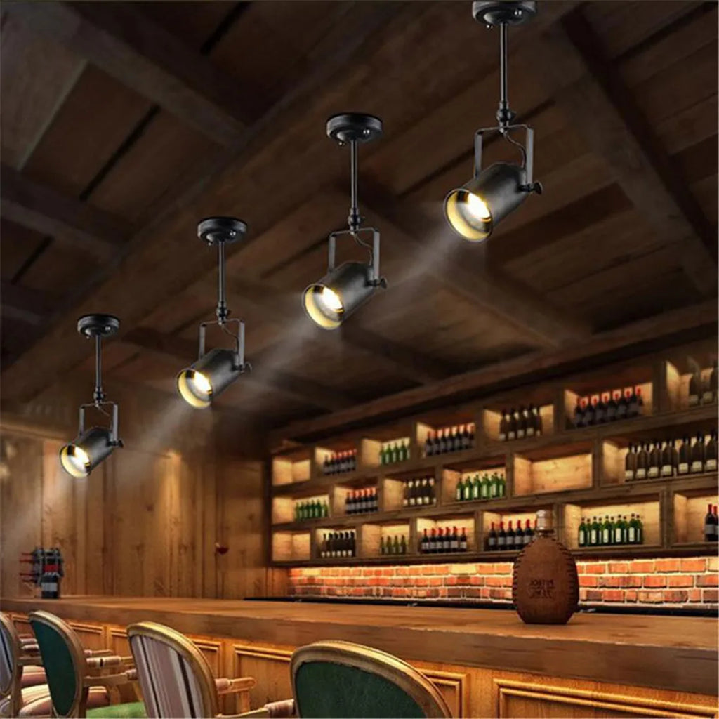 Black Wrought Iron Spotlight Accent Lamp - Adjustable Flush Mount Lighting