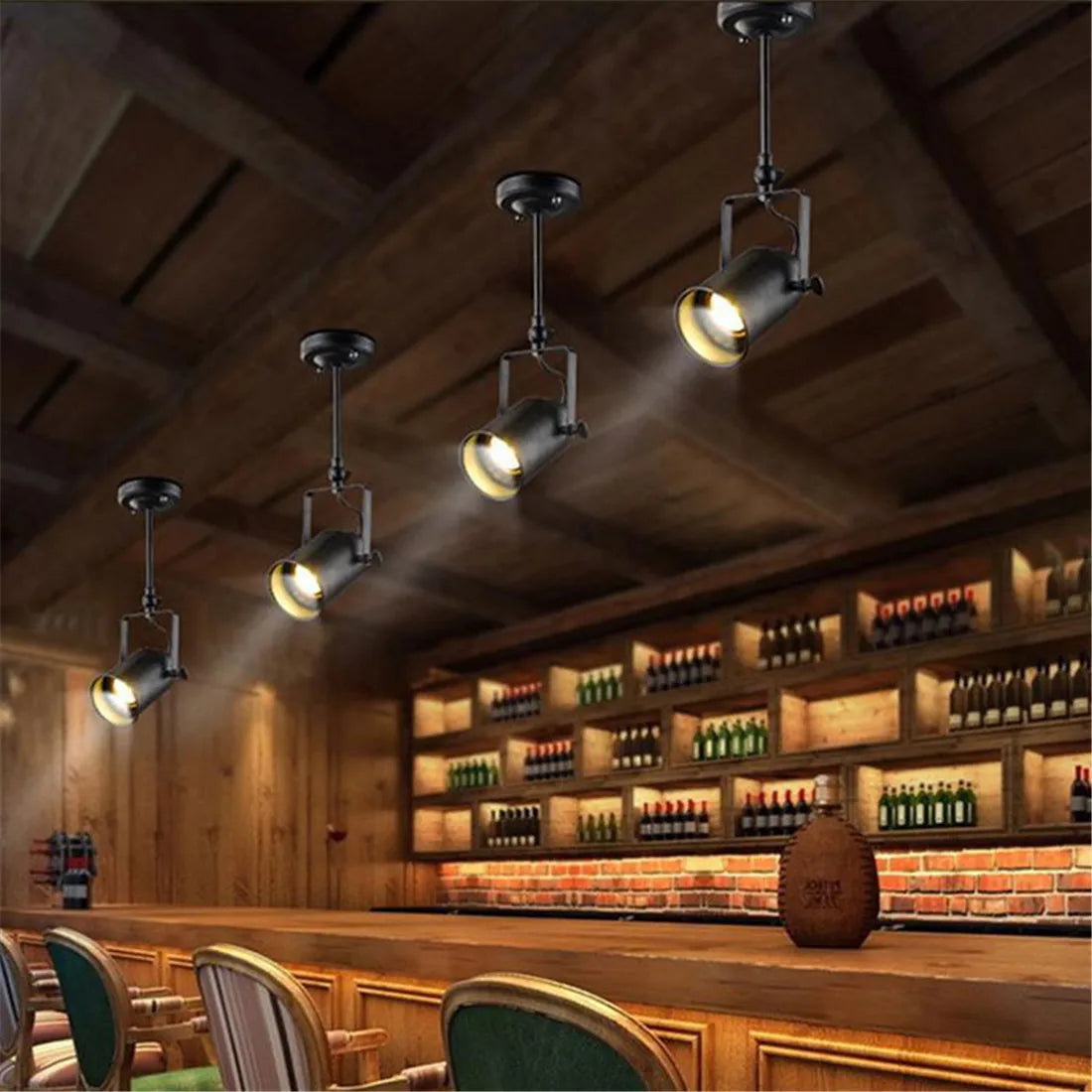 Black Wrought Iron Spotlight Accent Lamp - Adjustable Flush Mount Lighting