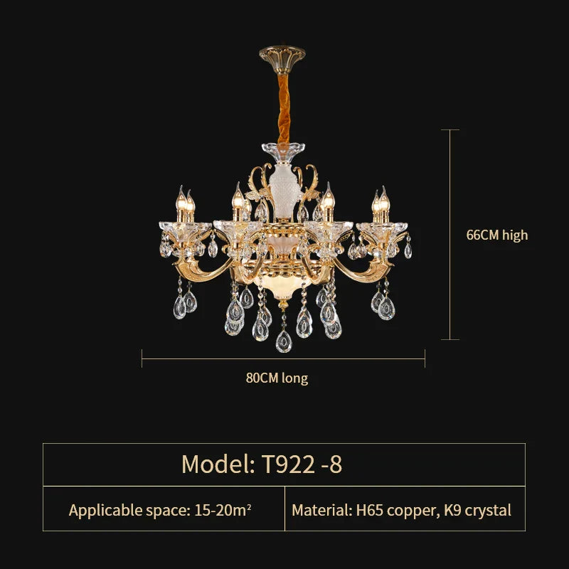 European Crystal Chandelier | Luxe Villa Hall Lighting | Zinc Alloy Middle Floor Lamp