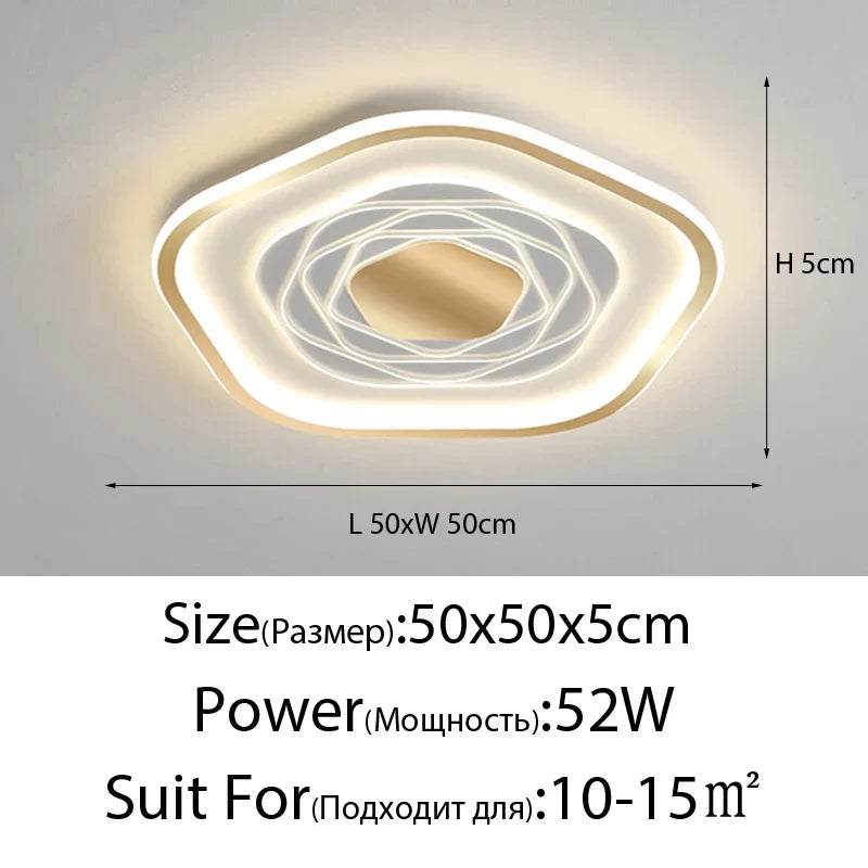 Modern Pentagonal LED Ceiling Chandelier Light for Living Room Bedroom Lighting