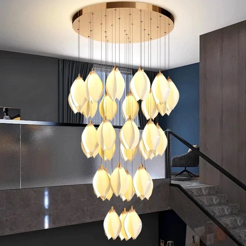 Ceramic Petal Hanging Chandelier - Elegant Décor for Hotel, Restaurant, and Home