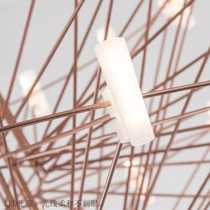 Luxe Iron Wire Round LED Chandelier for Living & Dining Room