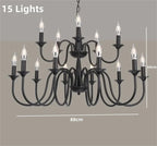 Rustic Iron Candle Chandelier Pendant for Kitchen Living Dining Room Bar Home