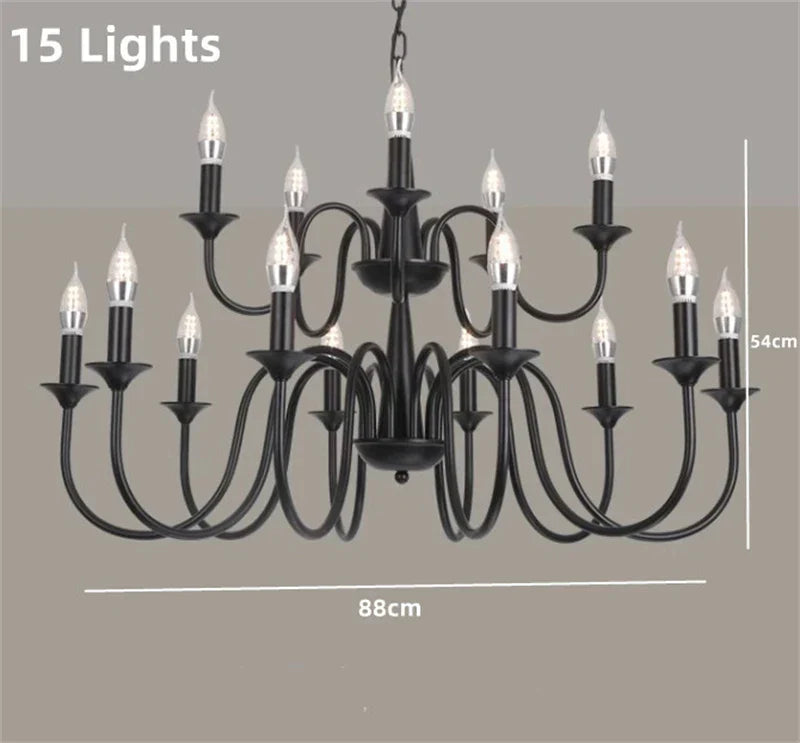 Rustic Iron Candle Chandelier Pendant for Kitchen Living Dining Room Bar Home