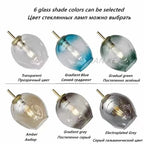 Glass Branch Ceiling Chandelier with Multi Color Lampshades