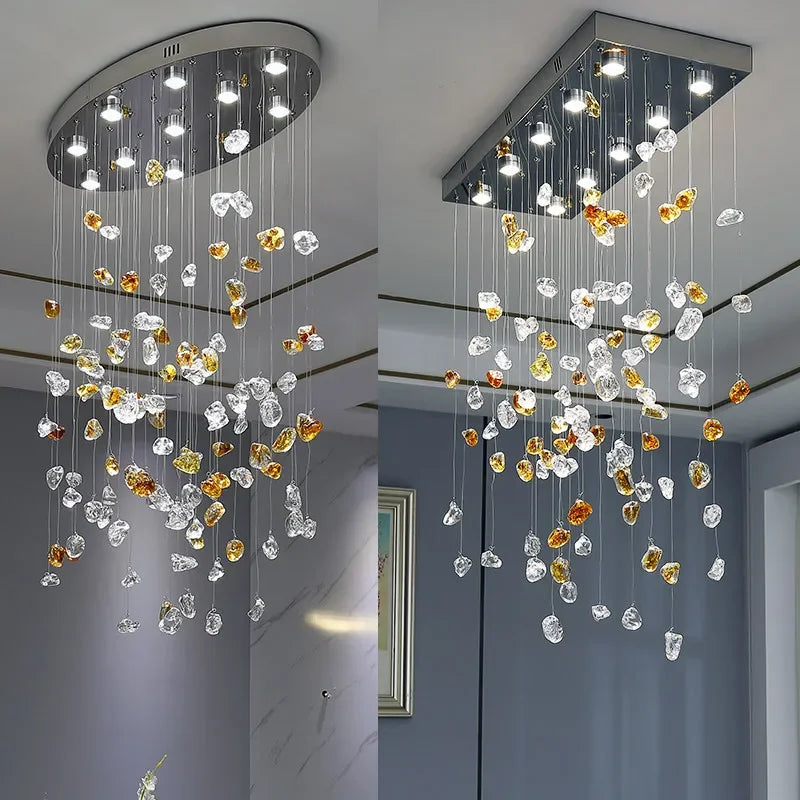 Modern Crystal Chandelier: Stone Decorative Living Room Lighting