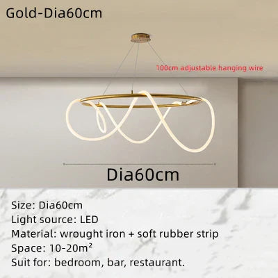 Nordic Modern Round Ceiling Chandelier LED Lustre Lighting