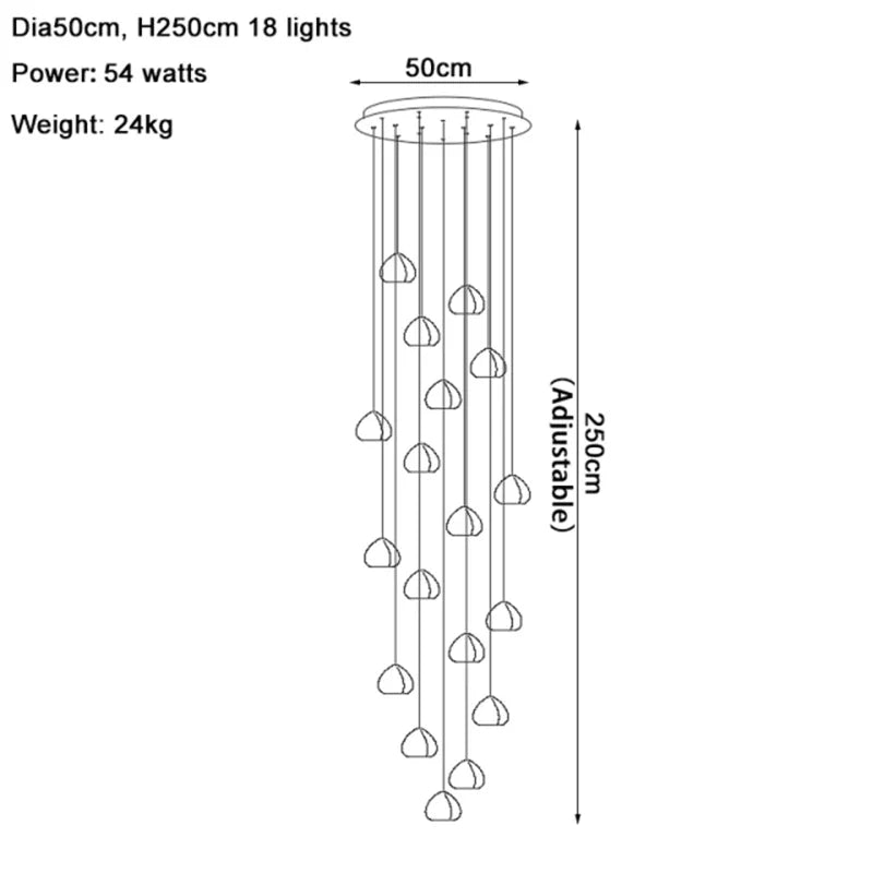 Crystal Water Droplet Chandelier: Modern LED Staircase Pendant Light - Luxury Ball Hanging Lamp