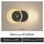 Nordic Wall Lamp Clock Modern Silent Bedroom Decor Lighting