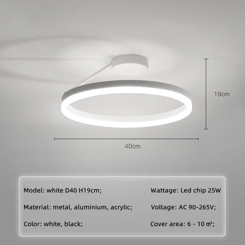 Minimalist Round LED Ceiling Chandelier | Aluminum Living Room Bedroom Light Fixtures