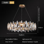 2024 Ash Crystal Ceiling Chandeliers, Modern Living Room Pendant Lamps, Home Decor Lighting