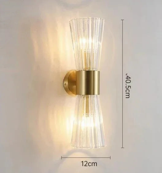Luxury Crystal Glass Wall Sconce Light Fixture Gold for Bedroom Living Room