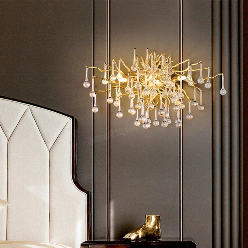Gold Crystal LED Ceiling Chandelier for Elegant Spaces