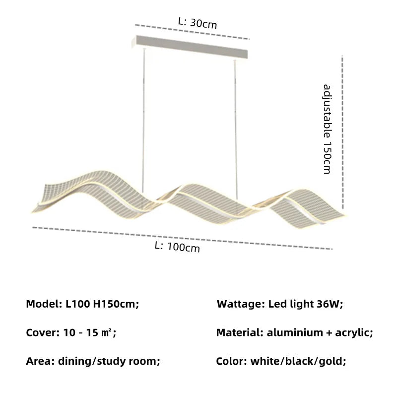 Nordic Wave Acrylic LED Chandelier: Stylish Dining Room Luminarias, Suspend Lamp Fixtures