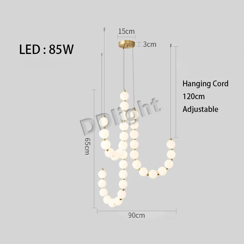 Modern LED Copper Ceiling Chandelier White Ball Pendant Light Fixtures