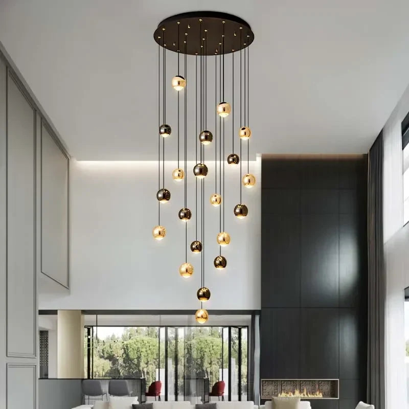 Modern Gold Crystal Chandelier: Minimalist Staircase Art Decor Lighting Fixtures