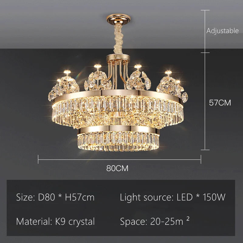 Luxe Crystal Ceiling Chandelier - Elegant Home Decor Hanging Light for Living Room