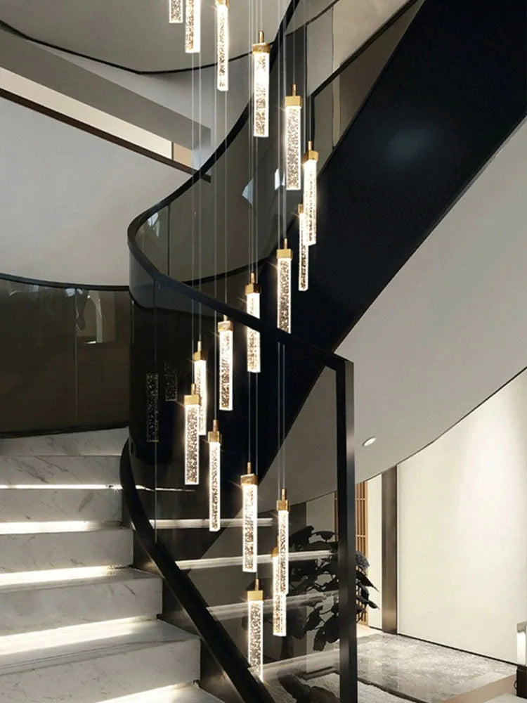 Crystal Ceiling Chandelier: Modern Nordic Design, Long Staircase Pendant Lamp