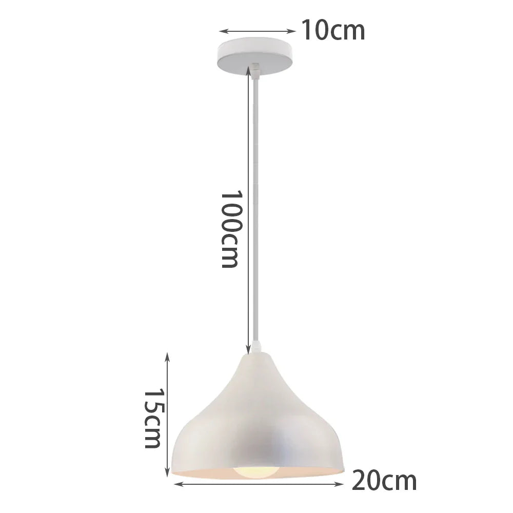 White Industrial LED E27 Pendant Light for Modern Home Kitchen Decor