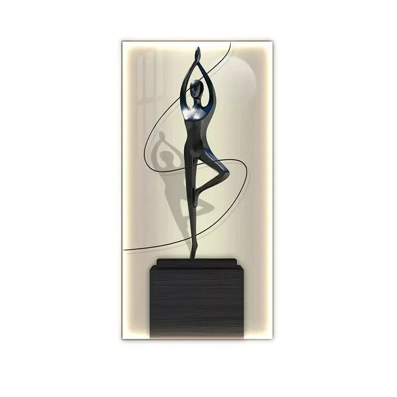 Abstract Figure Luminous Canvas Painting Wall Lamps by Afralia™