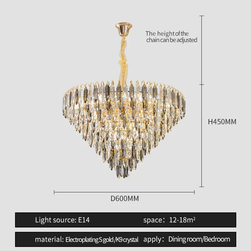 Crystal Chandelier: Elegant Small Duplex Living Room Loft Hotel Lobby Staircase Lighting