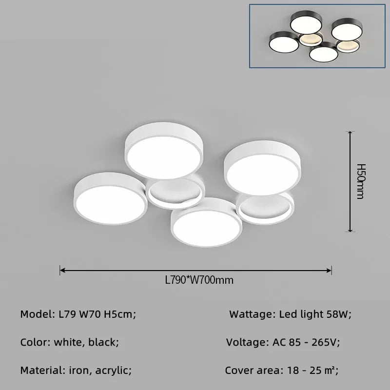 Modern Circles LED Ceiling Light for Living Room Bedroom