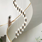 Crystal LED Chandelier: Luxury Stair Lighting Fixture for Staircase, Minimalist Indoor Hangings
