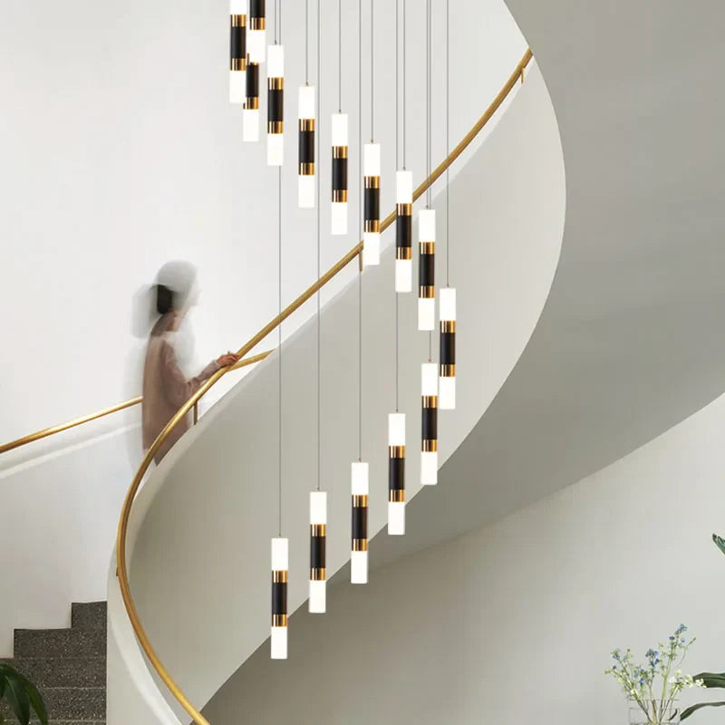 Crystal LED Chandelier: Luxury Stair Lighting Fixture for Staircase, Minimalist Indoor Hangings