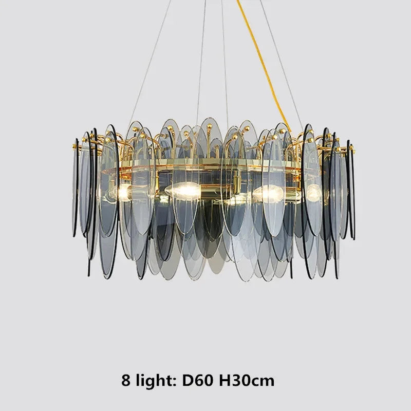 Gold Metal Chain LED Pendant Lights for Modern Luxury Living Room