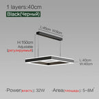 Square Chandelier LED Lamp - Nordic Modern Minimalist Light Luxury Fixture