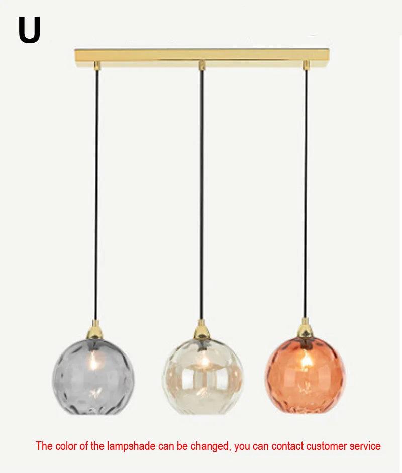 Glass Ball Lustre Pendant Lights - Modern Nordic Design for Kitchen, Bedroom, or Restaurant