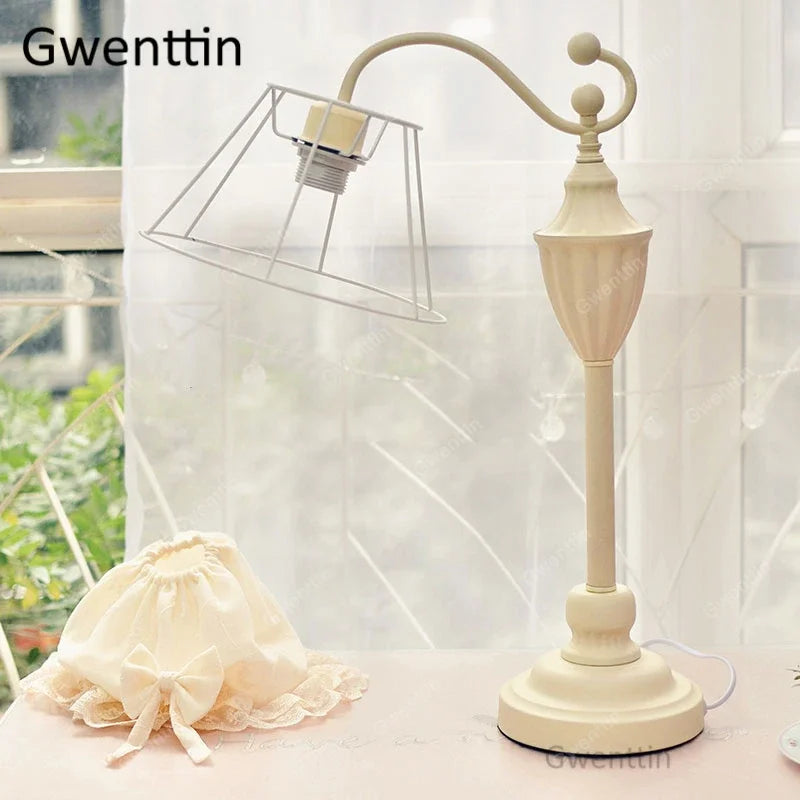 Princess Fabric Table Lamps for Living Room Bedroom - Bedside Desk Stand Light Fixtures