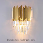 Golden Crystal Wall Lamp: Elegant LED Sconce for Bedroom, Living Room, Bathroom
