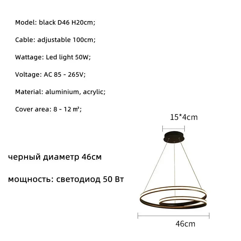 Nordic LED Pendant Lights Dimmable Hanging Lamp for Living Room and Bedroom